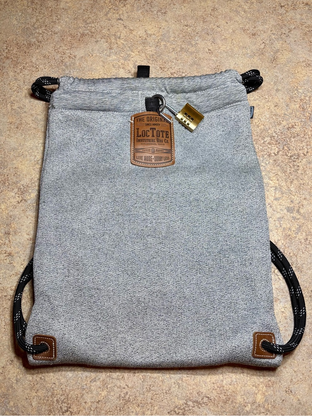 LOCTOTE Flak Sack Coalition Anti Theft Drawstring Backpack Lined Gray OS